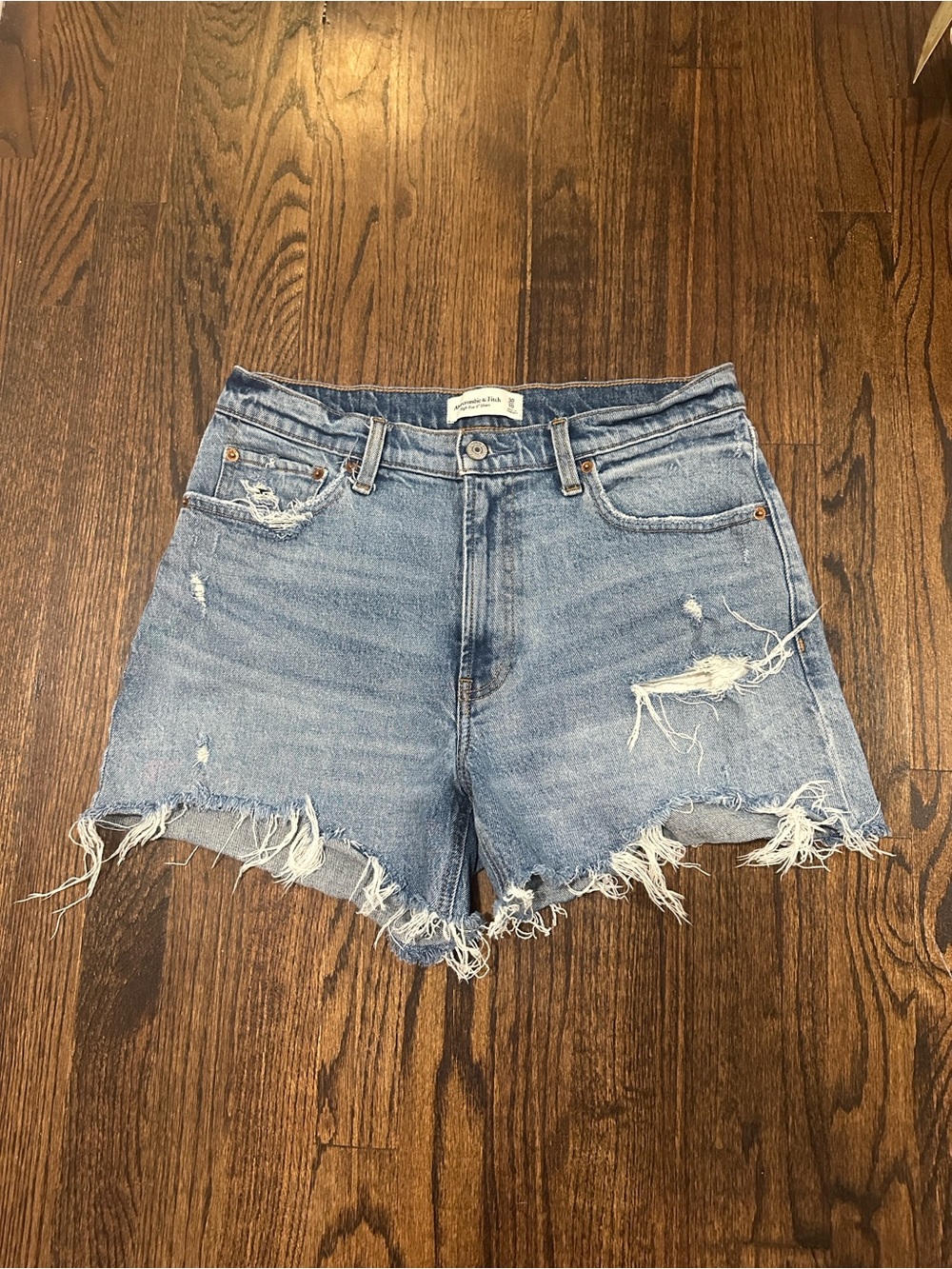 Abercrombie & Fitch Light Blue High Rise 4 Inch Shorts
